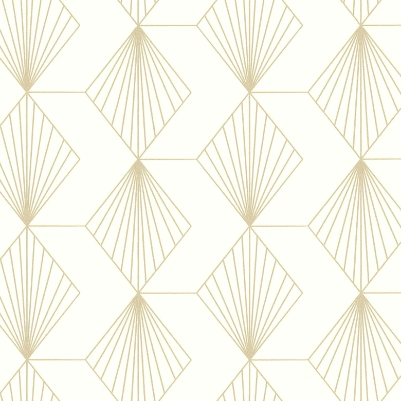 Geometrisk art deco tapet grädde guld - modern mönster tapet - Icke-vävd tapet 