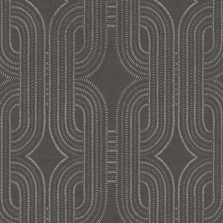 Geometrische Tapete Schwarz Braun Silber - Vliestapete mit modernem Linienmuster - Strukturtapete 