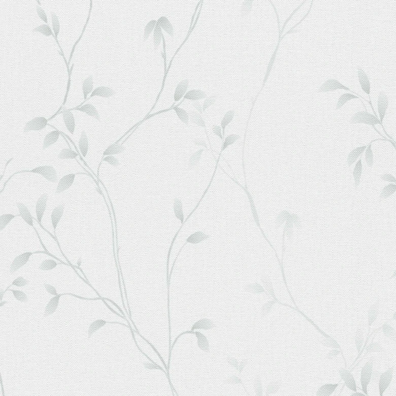 Papel pintado menta blanca enredadera floral - Papel pintado no tejido con un delicado motivo de hojas  
