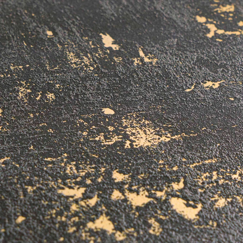 Tapete Schwarz Gold Metallic glänzend Vliestapete used look Vintage Wohnzimmer von A.S. Création 