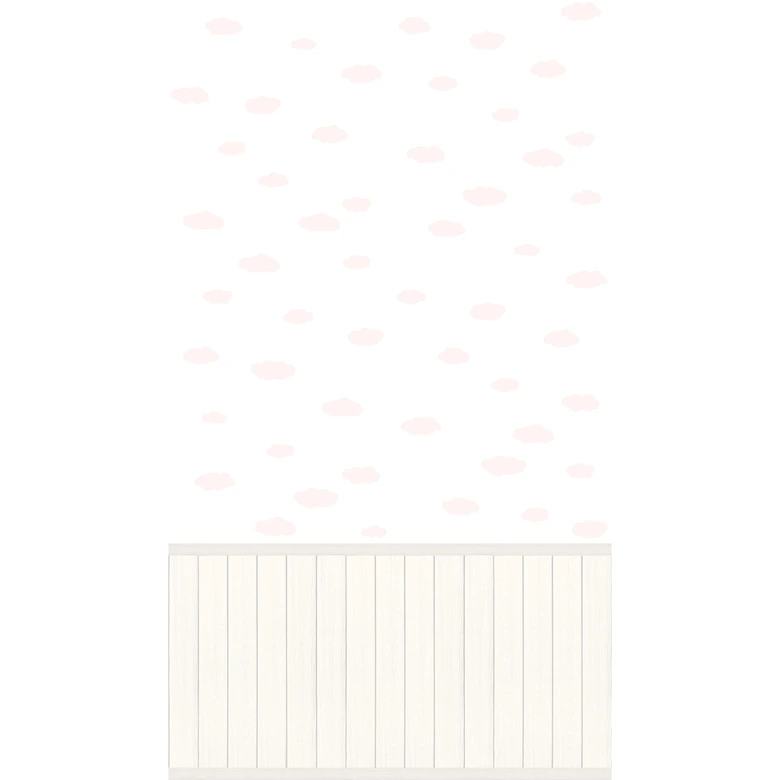 Ljusrosa moln med beige träpanel tapet - Icke-vävd tapet mjuk och utdragbar 