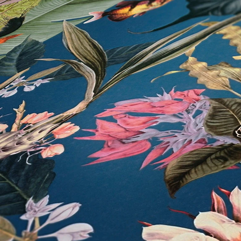 A.S. Création Dschungeltapete Dream Flowery Vliestapete tropisch blau, gelb, grün, beige 