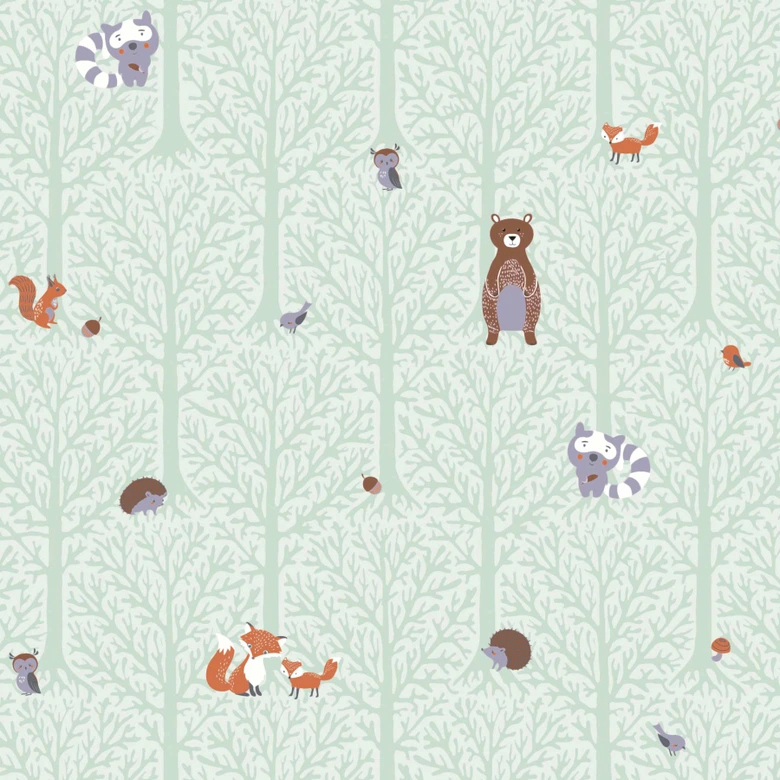 A.S. Création Kinderzimmertapete Little Love Vliestapete mit niedlichen Wald Tieren grün, braunnge, grau 