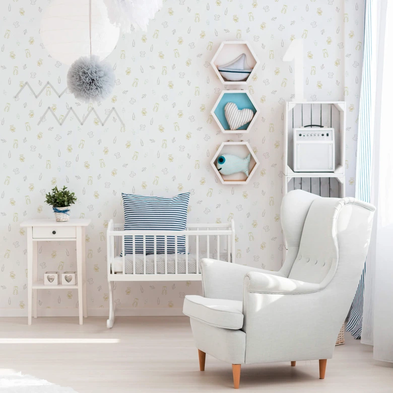 A.S. Création Vliestapete Little Stars Kinderzimmertapete mit Teddybären für Babys creme, metallic, weiß 