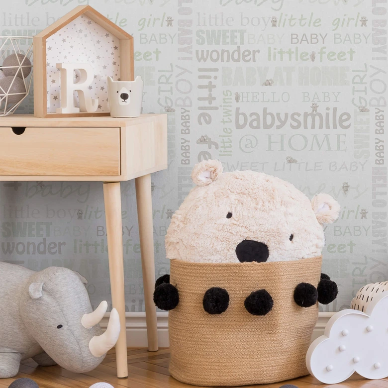 A.S. Création Vliestapete Little Stars Kinderzimmertapete für Babys grün, metallic, weiß 