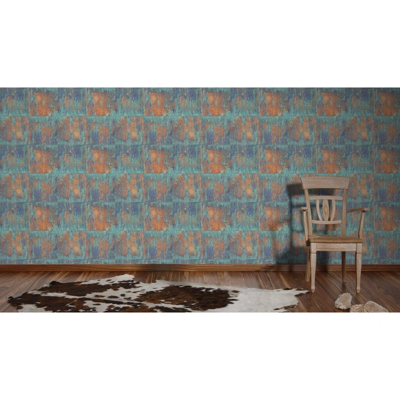 A.S. Création Materials Papier peint fantaisie, Bleu, Marron, Cuivre 