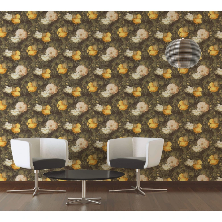 Livingwalls Vliestapete Metropolitan Stories Anke & Daan Amsterdam Blumentapete floral creme, gelb, grün 