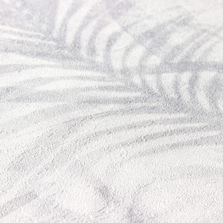 A.S. Création Papier peint Intissé Neue Bude 2.0 Edition 2 feuilles de palmier gris, blanc, crème 