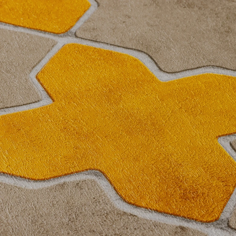 Livingwalls Papier peint intissé New Walls Finca Home motif carrelage jaune, beige, crème 