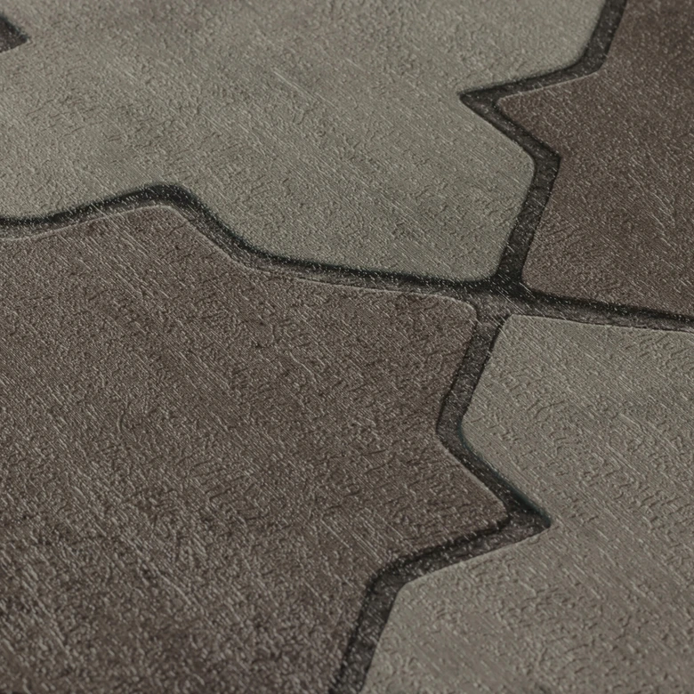 Livingwalls Papier peint intissé New Walls Finca Home motif carrelage gris, noir 