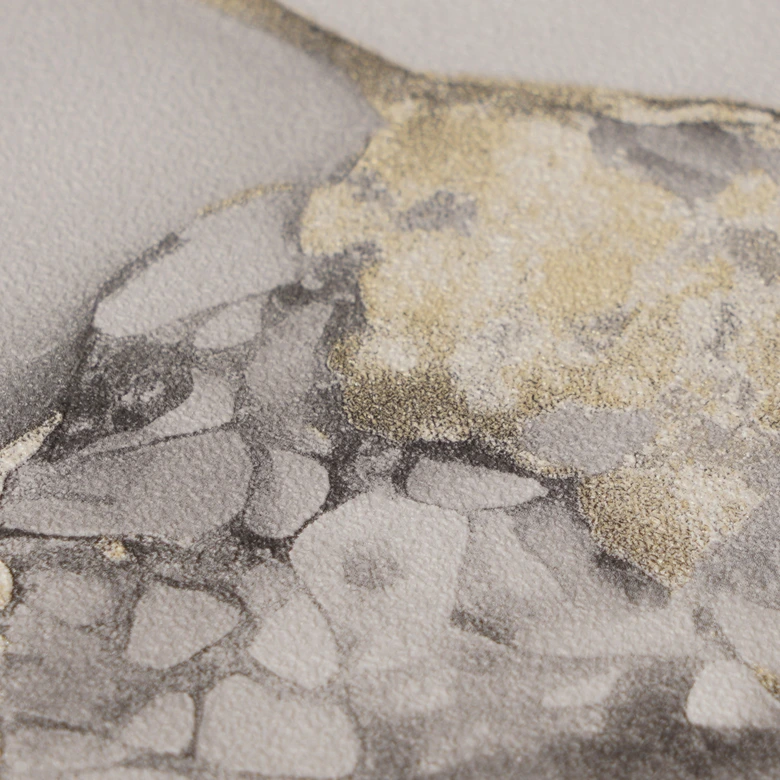 Papier peint marbré Gris Beige Or - Papier peint intissé aux accents métalliques moderne 