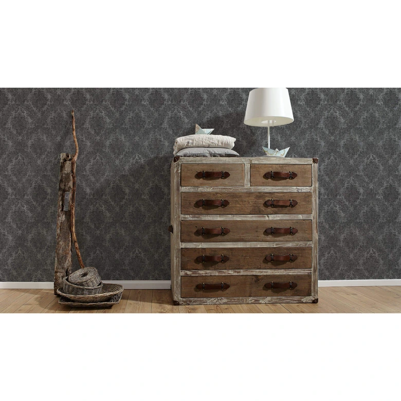 A.S. Création papier peint baroque noir et gris papier peint intissé style baroque 