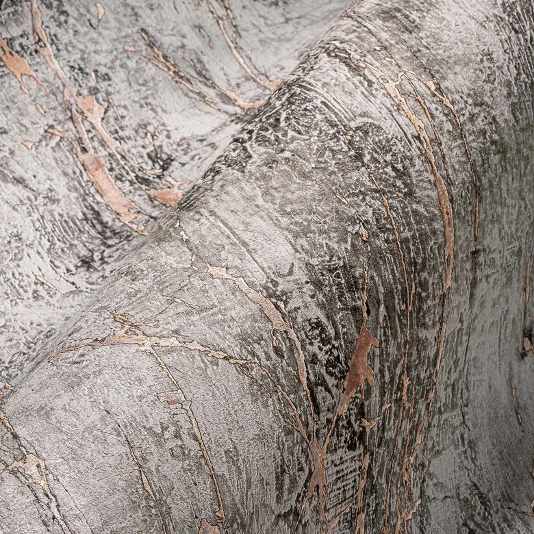 Vliestapete Marmor Stein Grau Kupfer Tapete Marmoroptik Designtapete Wohnzimmer 