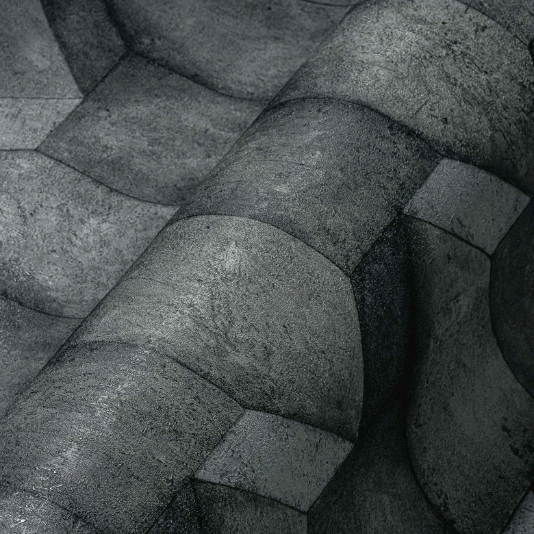 3D-effekt non-woven tapet svart antracit betong utseende mönster tapet hall 