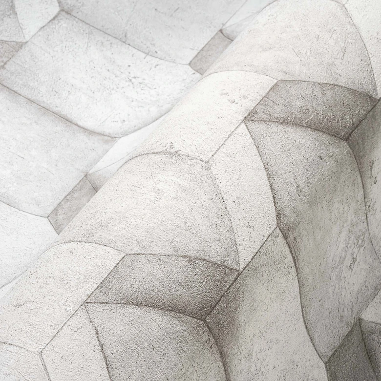 A.S. Création non-woven tapet The BOS - beton look 3D effekt lysegrå, grå 
