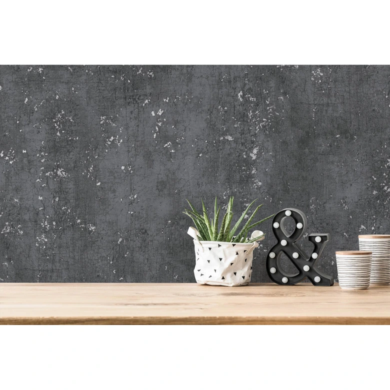 Livingwalls Betontapete Titanium 3 Vliestapete schwarz 