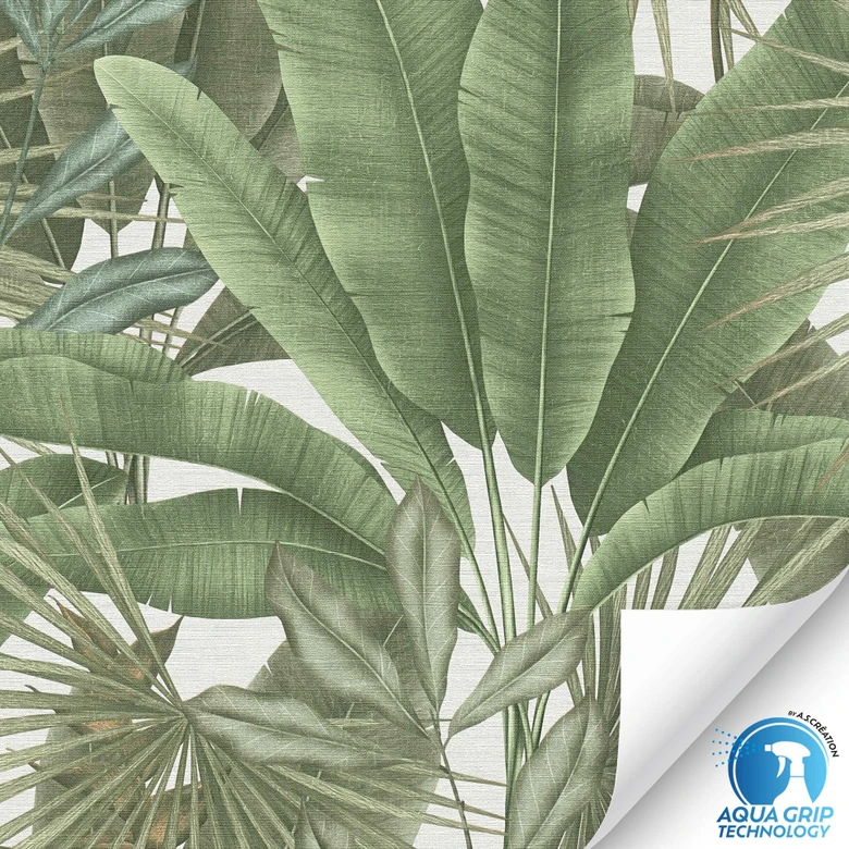 Carta da parati Jungle con foglie di grandi dimensioni - Carta da parati in tessuto non tessuto da incollare alla parete 