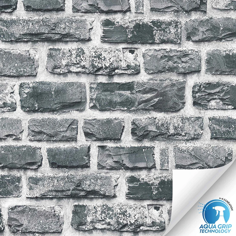 Tapeta z włókniny o wyglądzie cegły szaro biała - tapeta przemysłowa z włókniny - tapetowanie bez kleju 