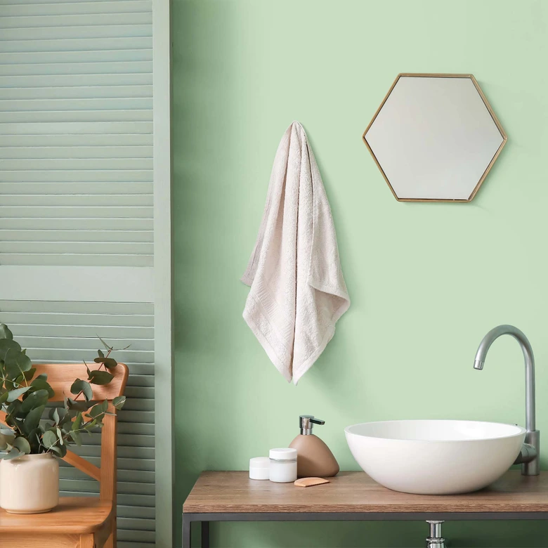 Grün Wandfarbe seidenmatt I Woodruff Cream | Raumharmonie schaffend | THE COLOR KITCHEN 