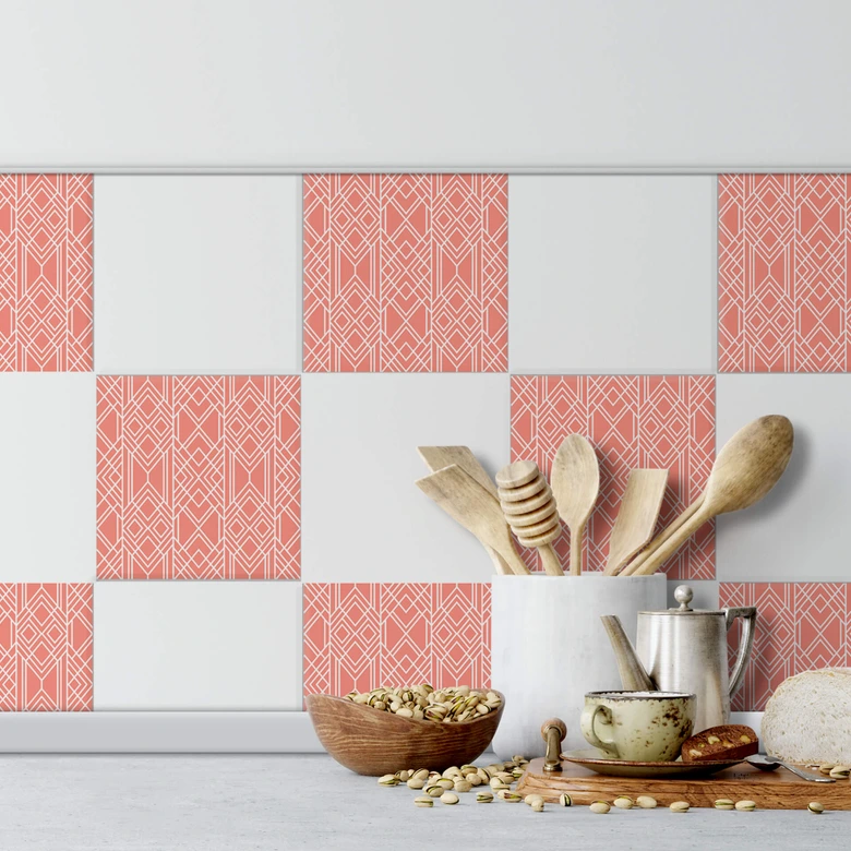 Stickers pour carrelage Fredriksson - Art Deco Abricot - Set de 12 