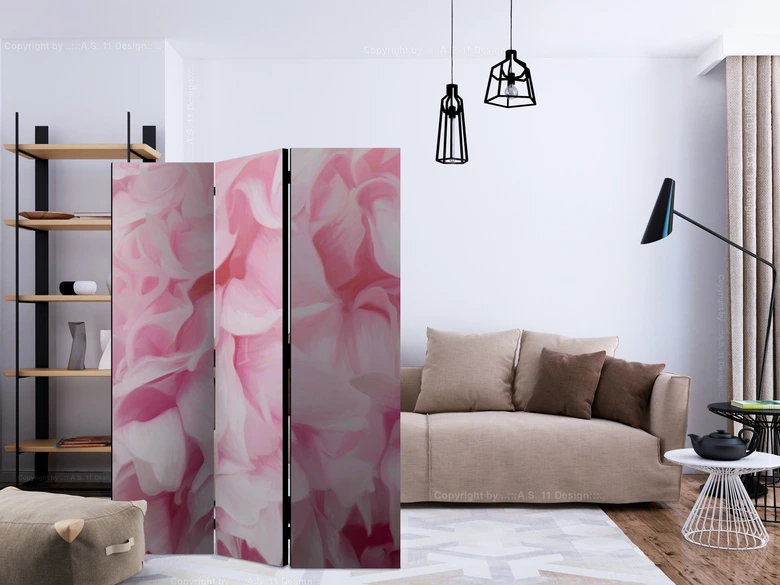 Paravent Séparation de pièce - Azalée (rose), 3 pièces 