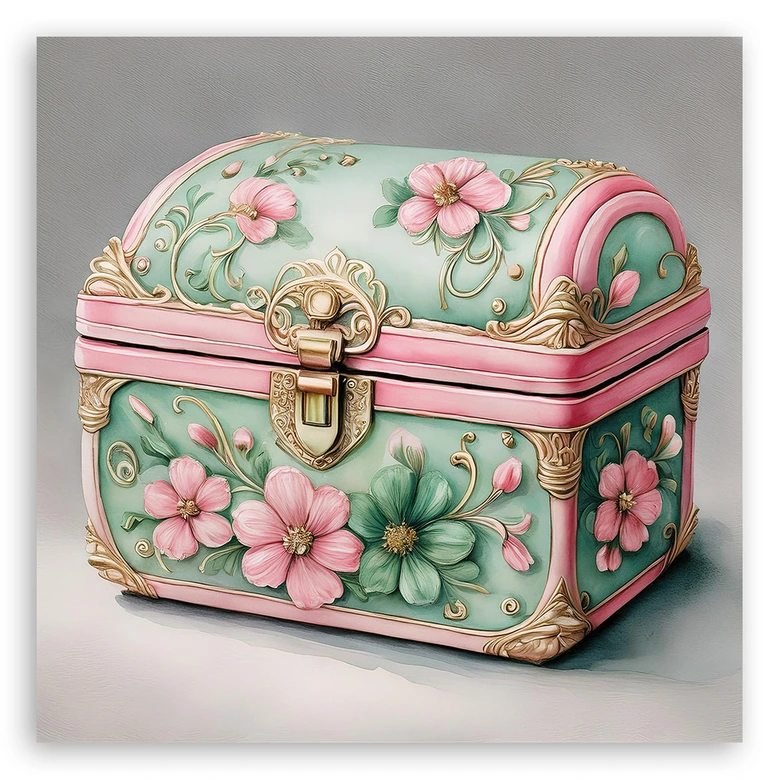 Leinwandbild Retro Vintage Truhe 