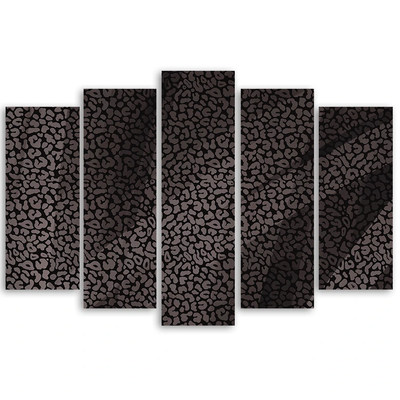 Leinwandbild 5 teilig, Leopard Leopard Pelfpatches Muster 