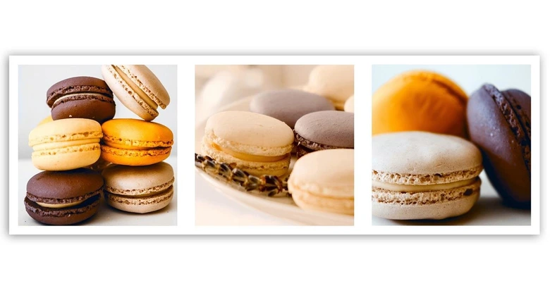 Canvas schilderij, Dessert Macarons - Set 