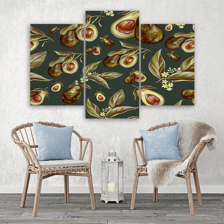 Leinwandbild 3 teilig, Avocado -Hälften 