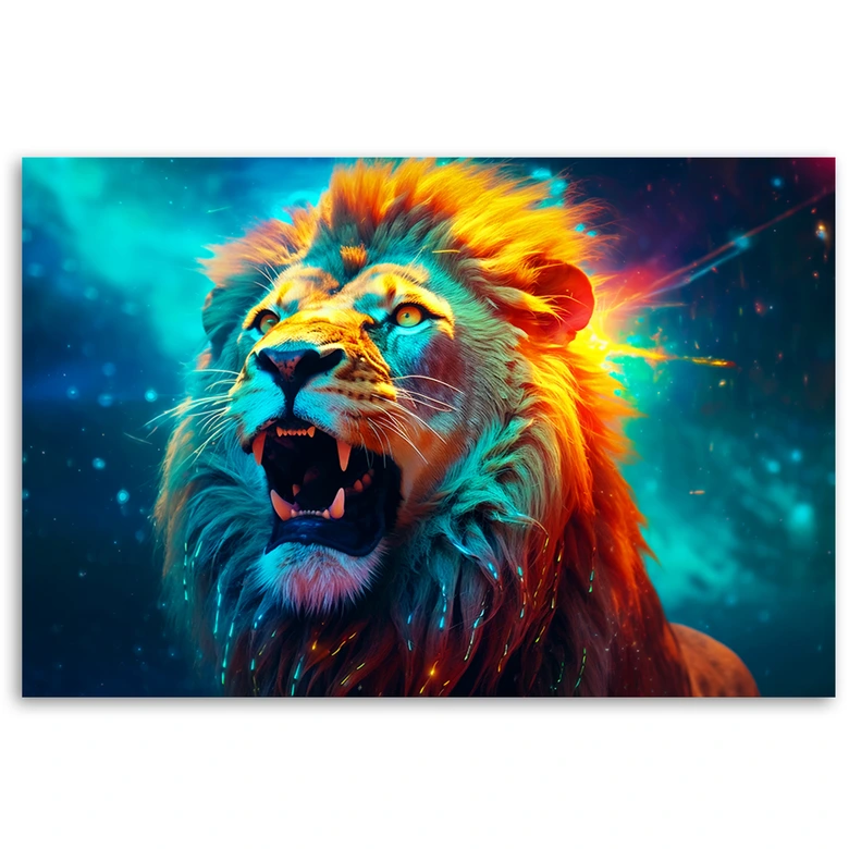 Abstrakt Neon Lion AI lærredsprint 