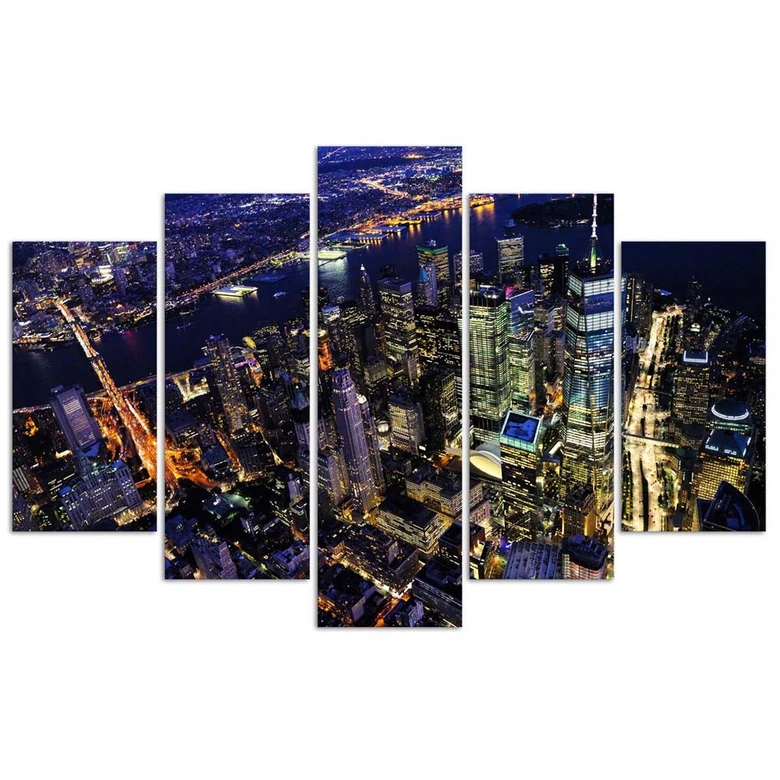 Wandbild 5-teilig, New York at Night Stadt 