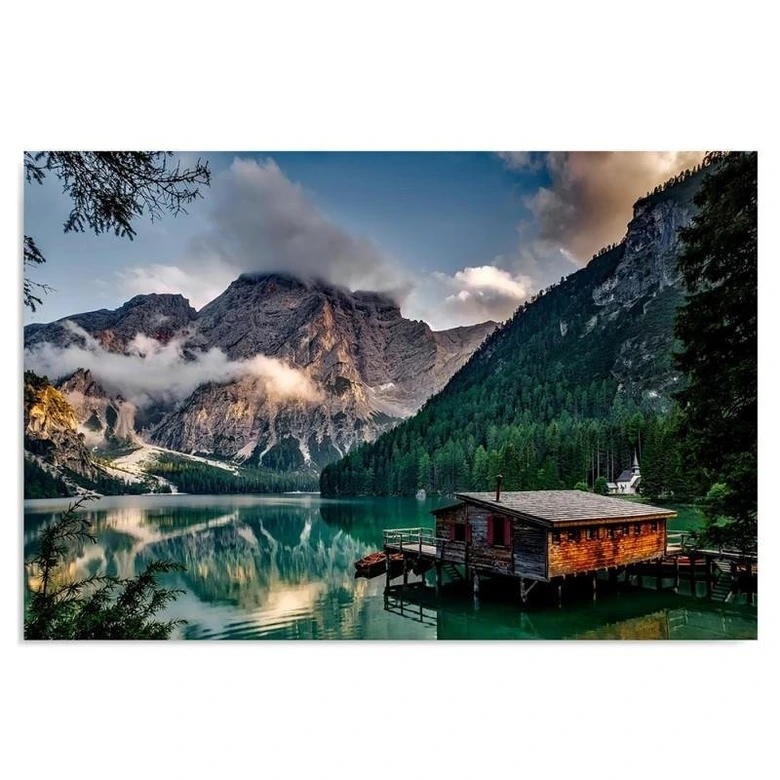 Leinwandbild, Haus Gebirge Alpen 