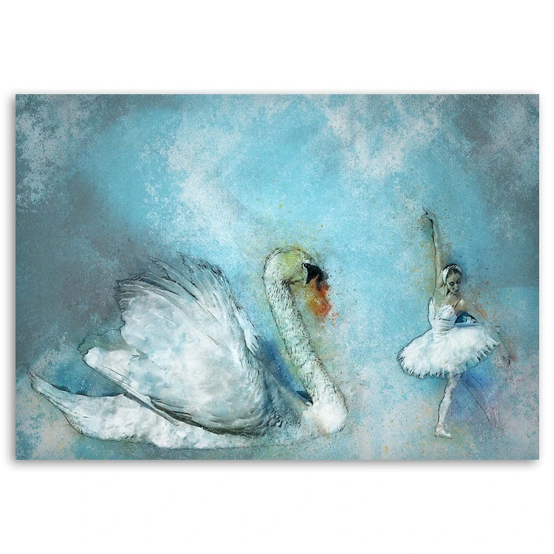 Leinwandbild, Schwan und Ballerina 