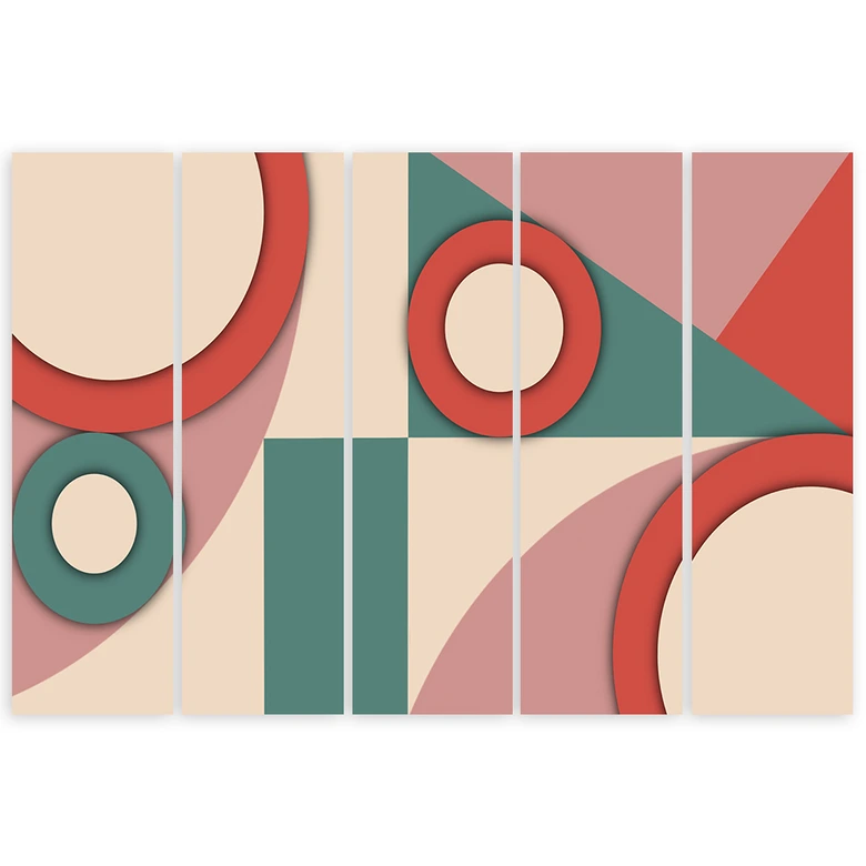 Leinwandbild 5 teilig, Geometrische Abstraktionsformen 