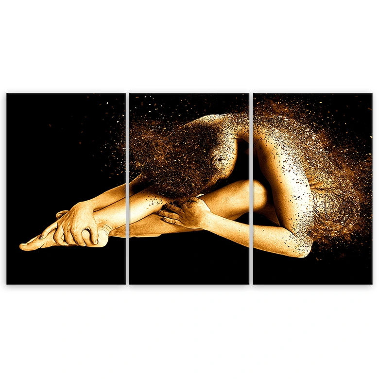 Leinwandbild 3-teilig, Weiblich Golden 