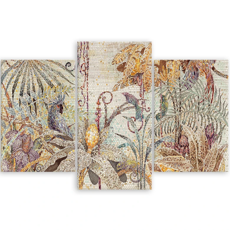 Leinwandbild 3 teilig, Mosaik -Dschungel 