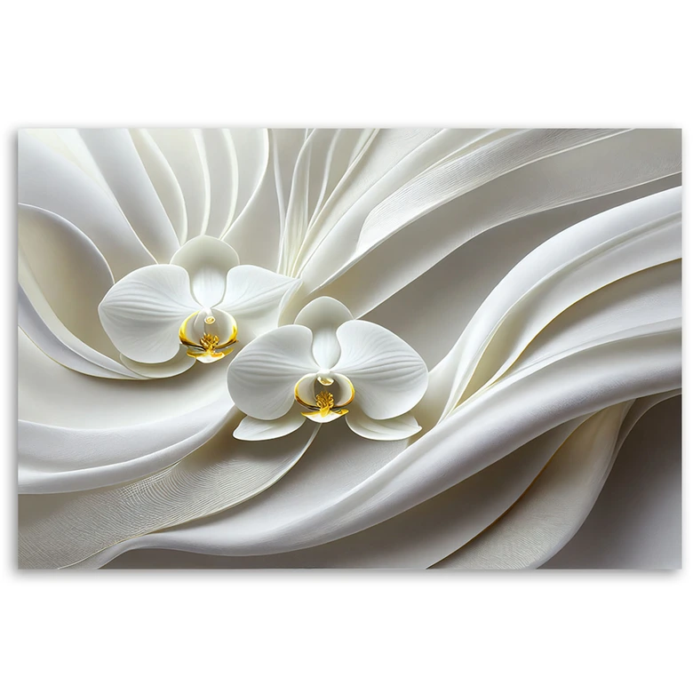 Leinwandbild Weiße Orchidee abstrakt 3D 