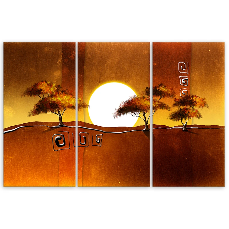 Leinwandbild 3-teilig, Afrika Baum-Landschaft 