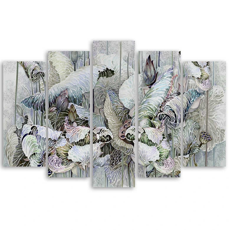 Leinwandbild 5 teilig, Saint Lotos Blumen 
