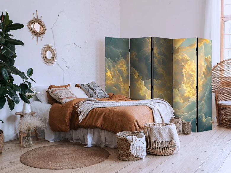 Paravent, Raumteiler freistehend, Trennwand - Last Breath: Evening Clouds, 5-teilig - 225x172 cm 