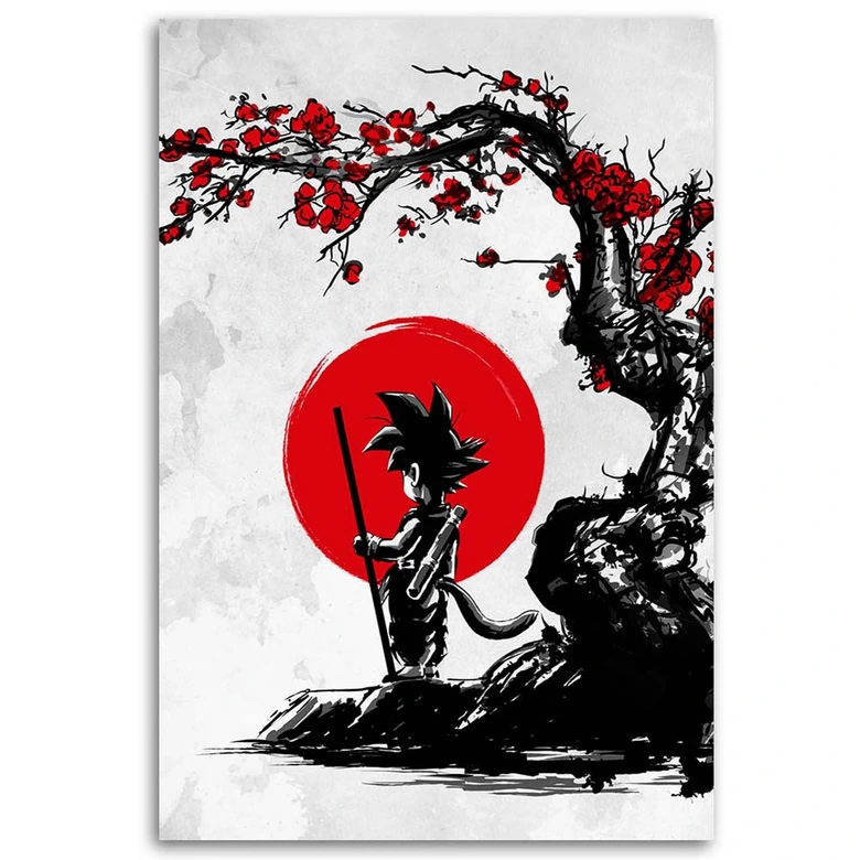 Canvasbillede, Goku og den røde måne 