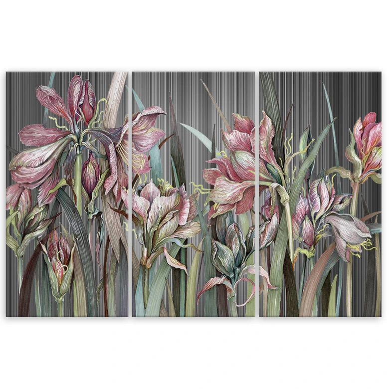 3 stykke lærredsprint, Iris blomster 