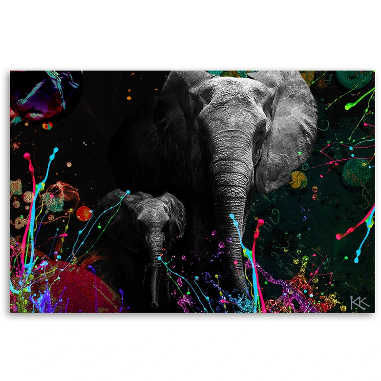 Leinwandbild, Elefant Bunte Abstrakt 
