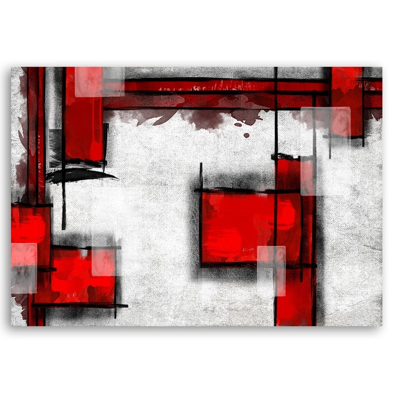 Leinwandbild, Geometrische Abstraktion in Rot 