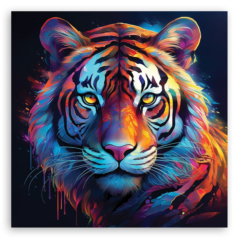 Leinwandbild Tiger Pop Art Farbig 