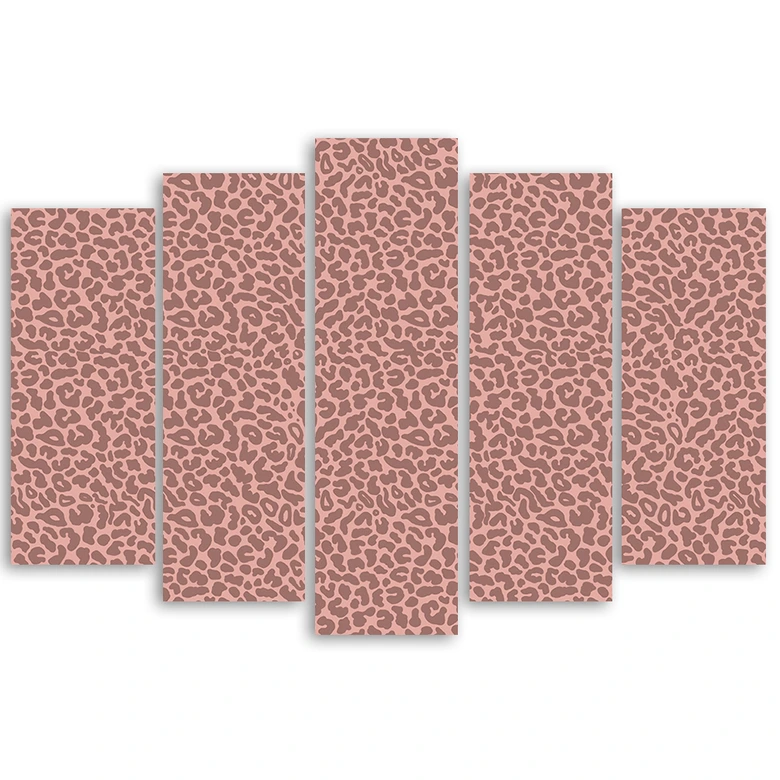 Leinwandbild 5 teilig, Leopard Leopard Pelfpatches Muster 