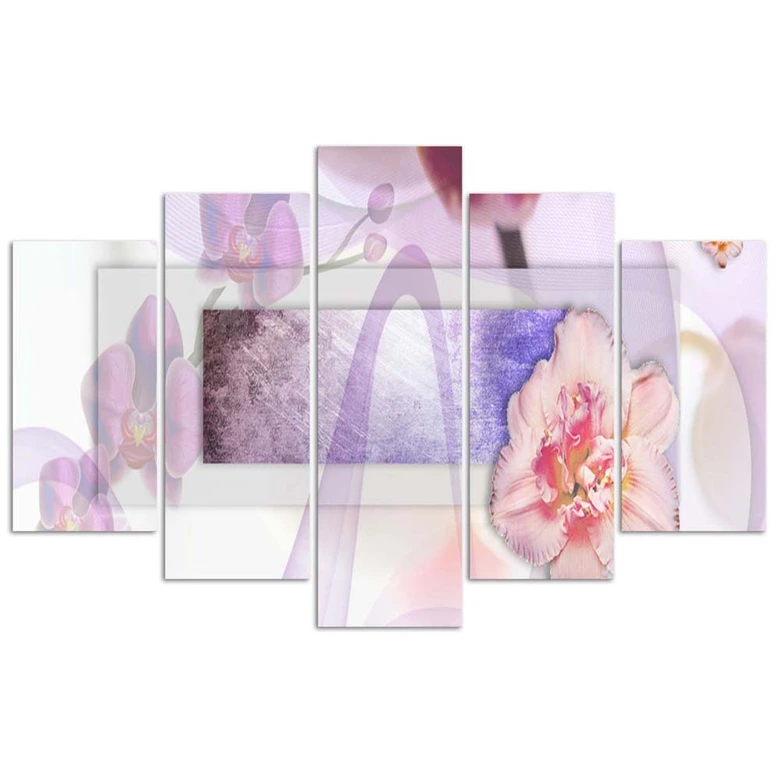 Leinwandbild 5 teilig, Pastellblume Pflanze 