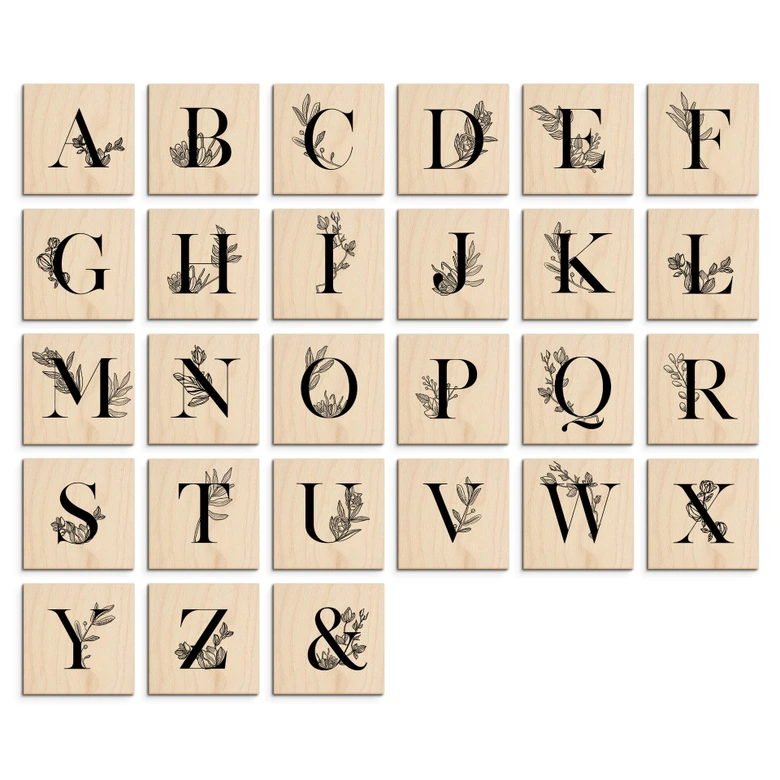 Wooden letters floral alphabet 