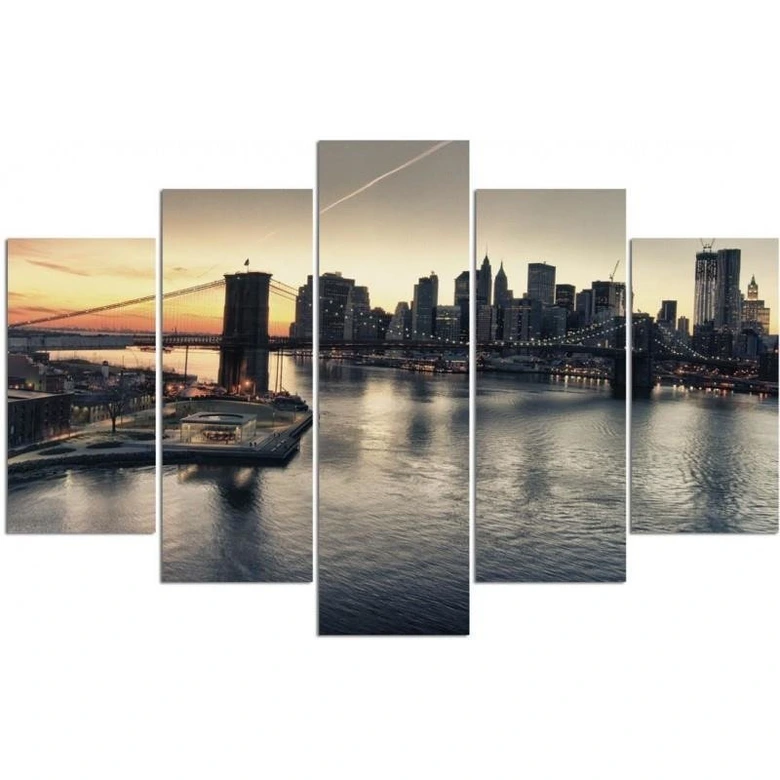 Leinwandbild 5 teilig, New York City Brooklyn Bridge 