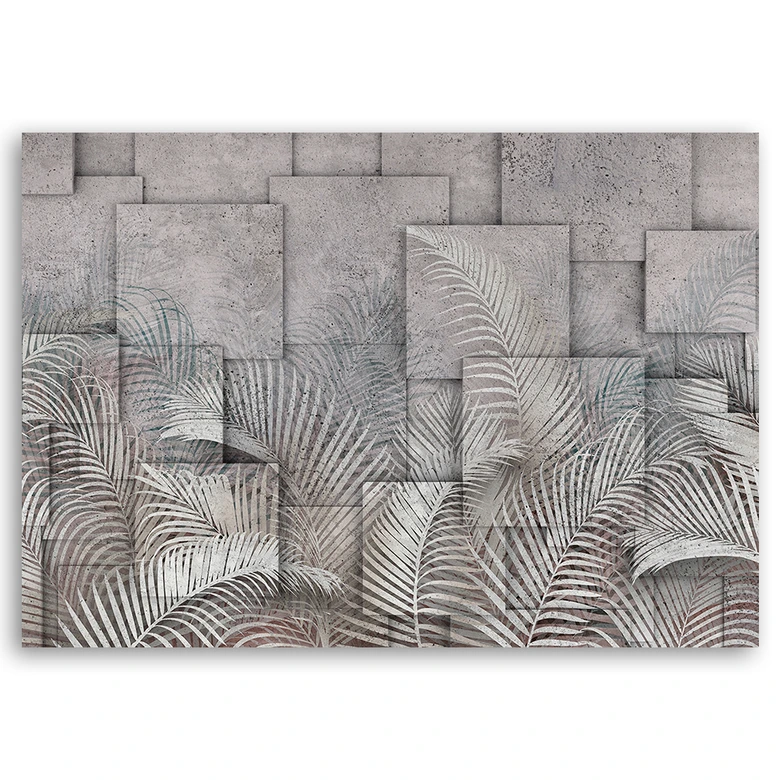 Canvasbillede, 3D palmer blade beton tekstur 